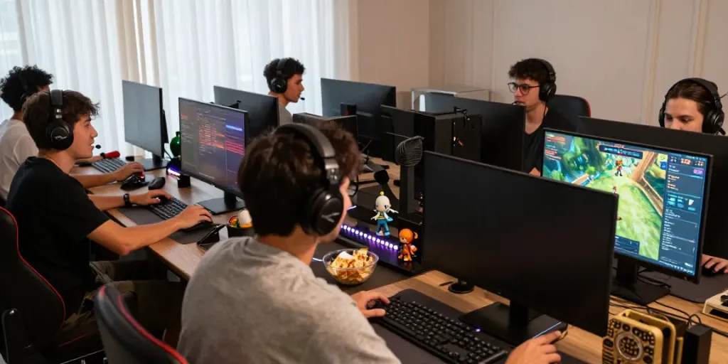 Engaged players in a vibrant online game, highlighting rokok88 login activities within a dynamic gaming community.