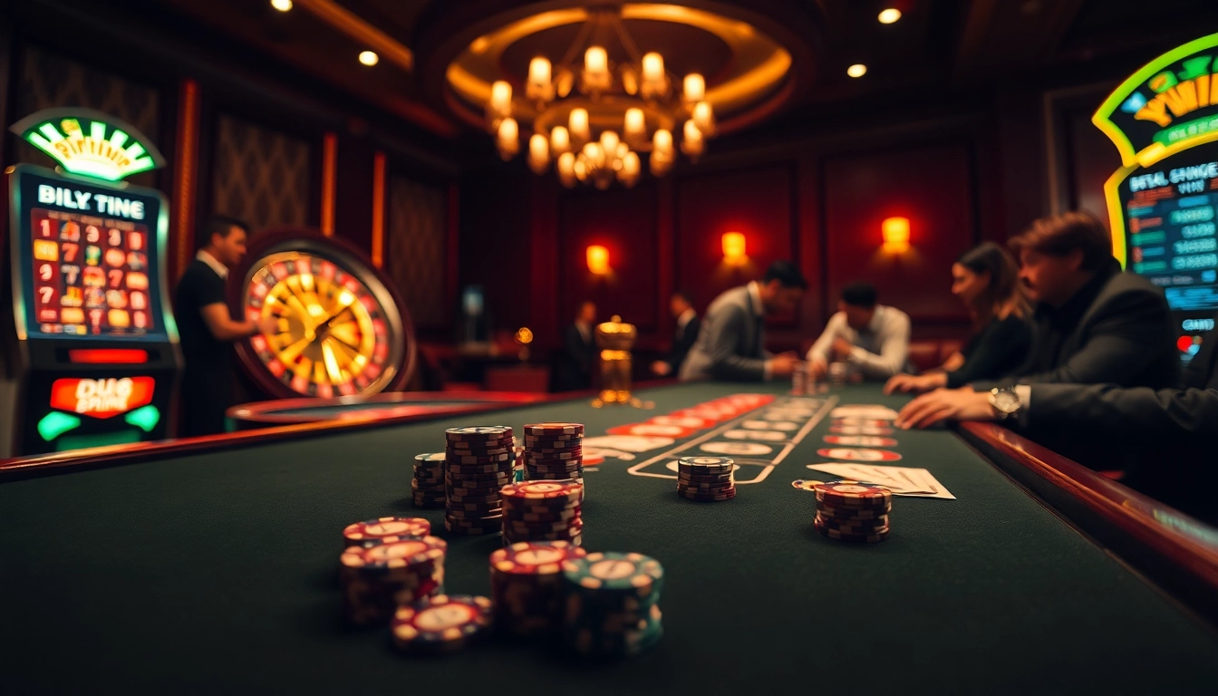 Experience thrilling action at du88.bike's luxury casino with modern tables, vibrant chips, and strategic gameplay.