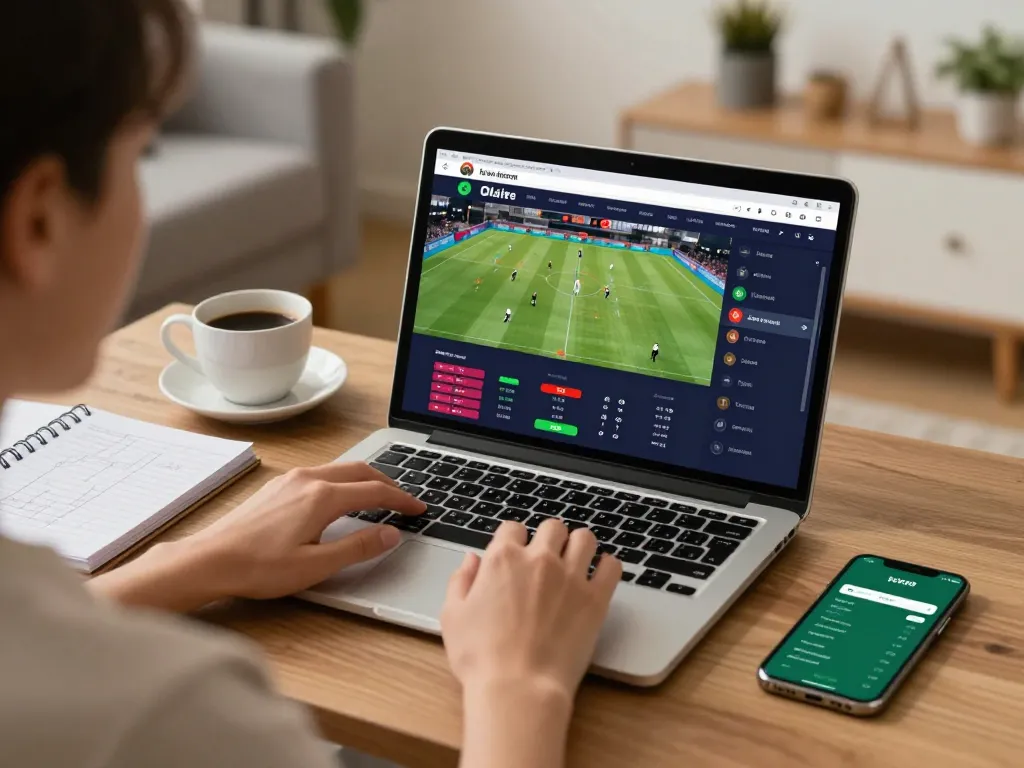 Vin88 online sports betting action on a laptop in a cozy home setting.
