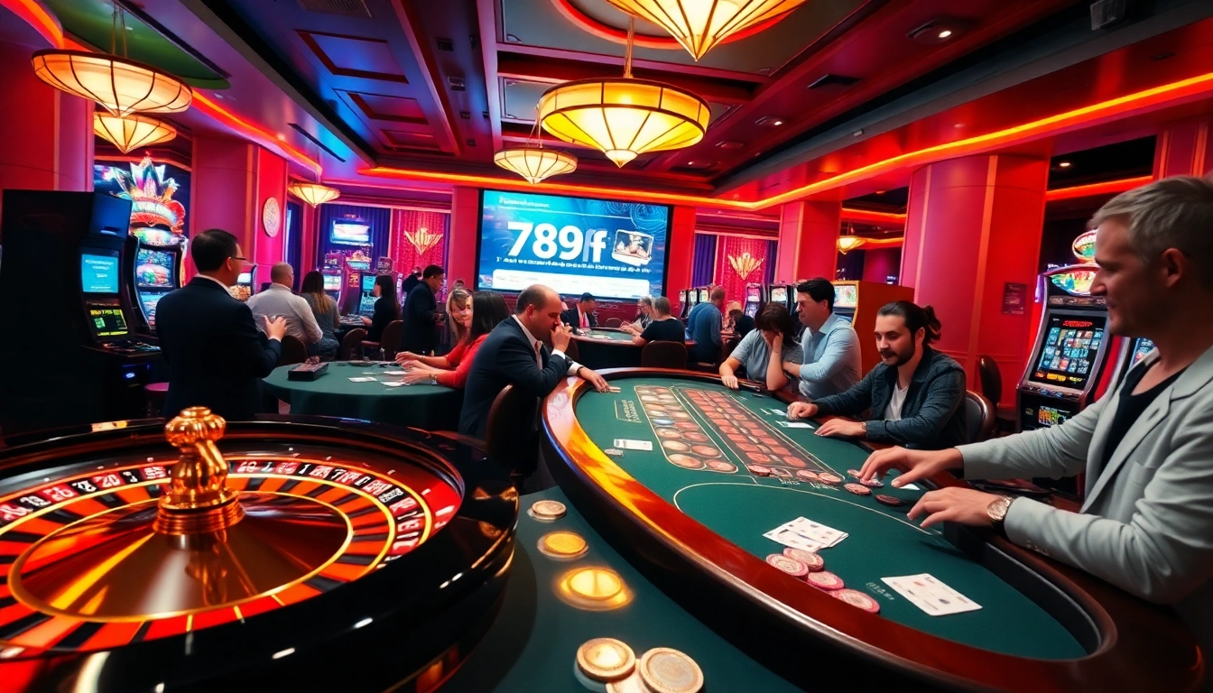 Engaging scene featuring the website 789f with players enjoying diverse casino games at vibrant tables.