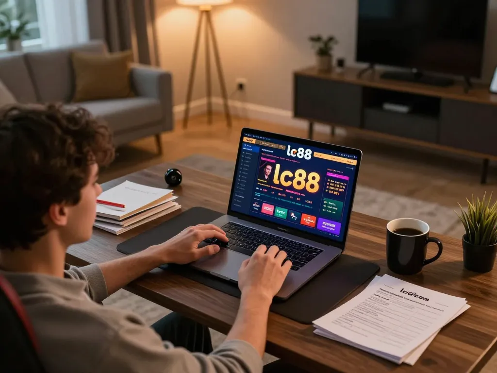 Engaging online gaming experience on lc88 com in a comfortable home setting
