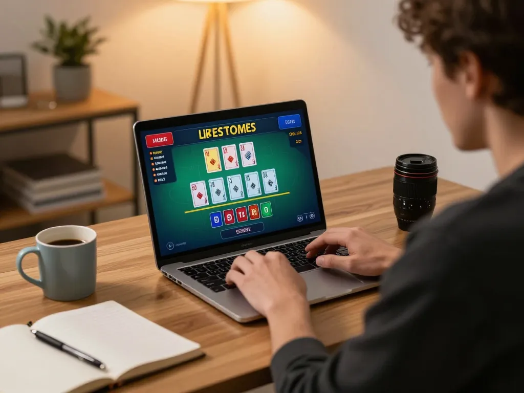 98win player immersed in live dealer blackjack online, showcasing strategic gameplay.
