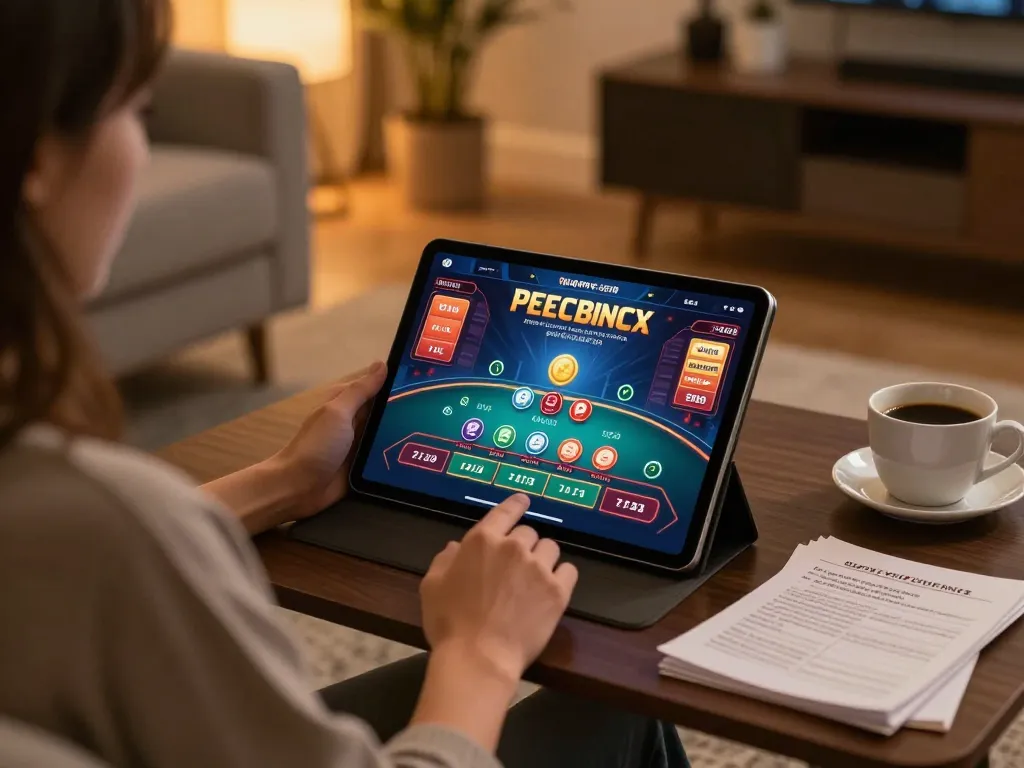 Engaging player enjoying baccarat game on F168's online platform in a cozy home setting