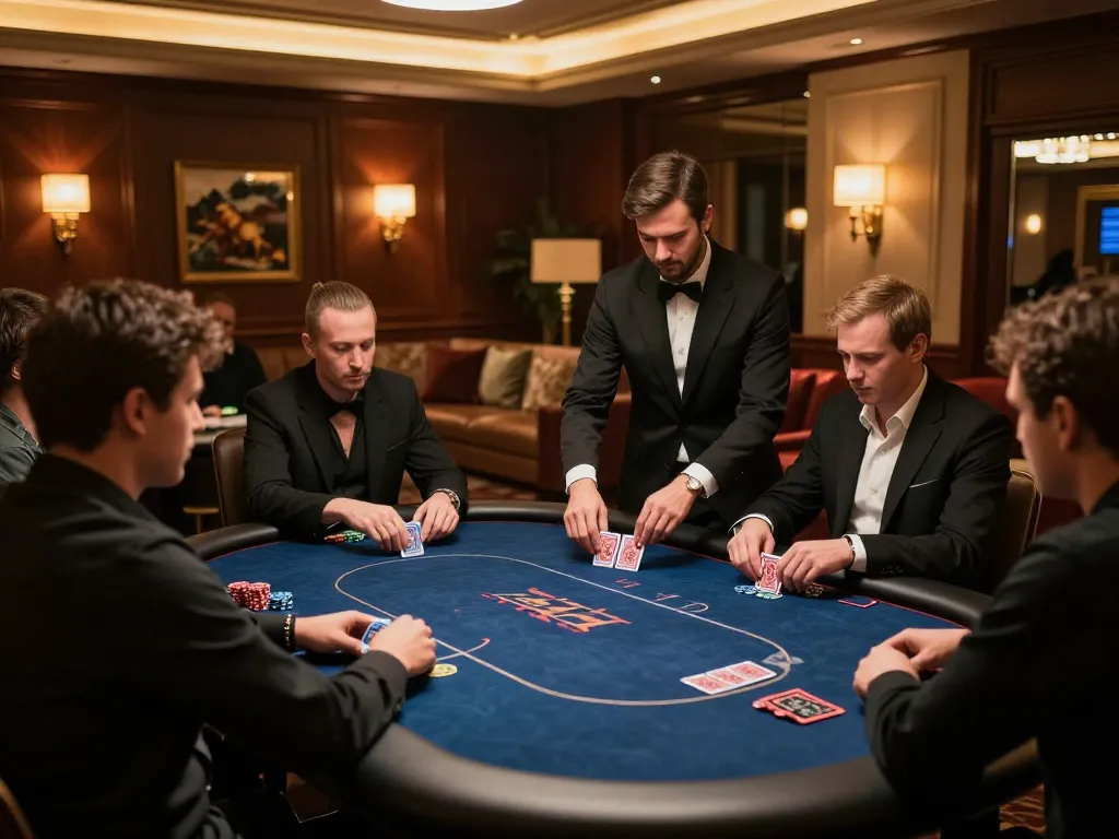 Daga players actively participating in a high-stakes poker game, showcasing serious gameplay atmosphere and professional setting