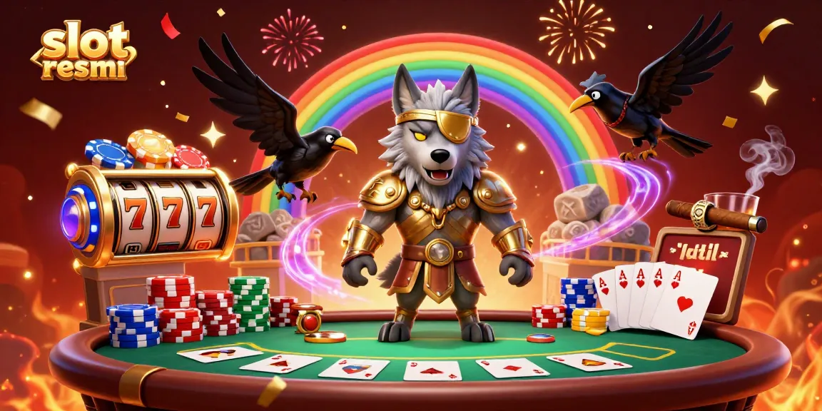 Engage with slot resmi in an exciting 3D casino scene featuring Odin and his ravens amidst colorful slot reels.
