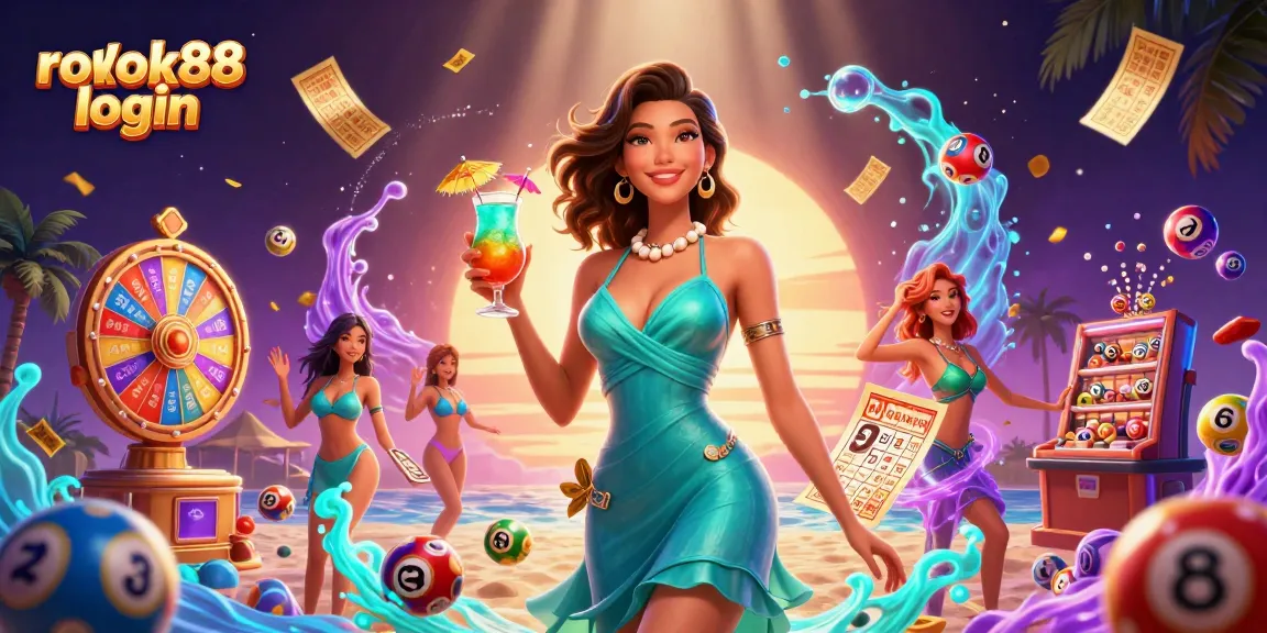Engage in exciting gameplay with rokok88 login, featuring a glamorous scene filled with vibrant casino elements.