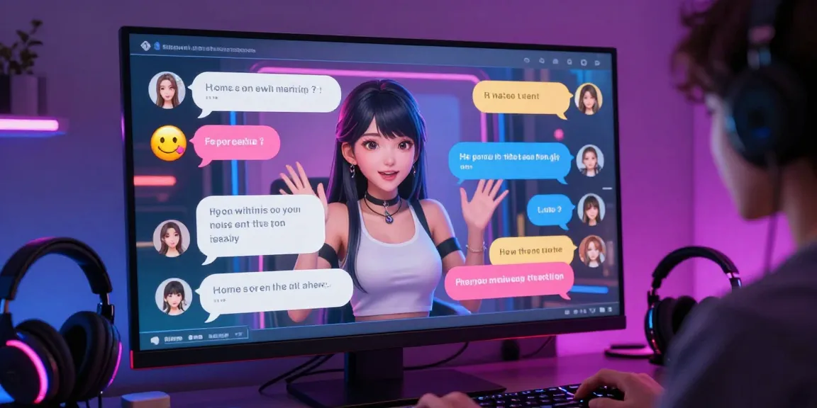 Engaging AI hentai chat depicting an animated character interacting with users in a vibrant digital space.
