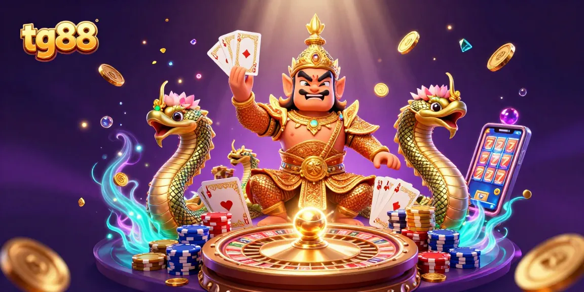 Engage in thrilling games at tg88 with vibrant animated casino illustration featuring guardians and casino elements.