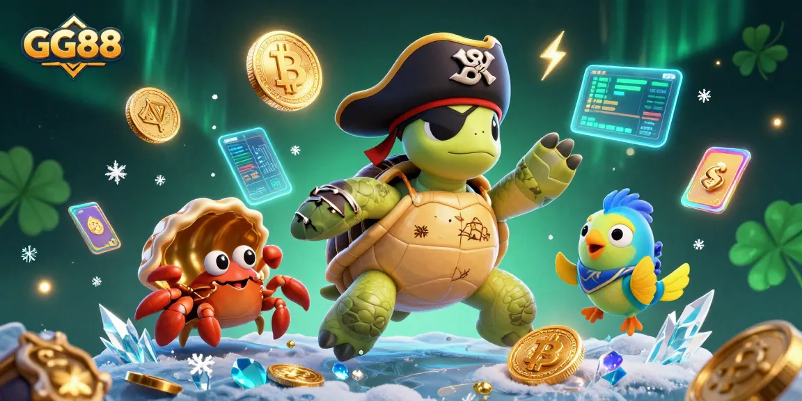 Engage with GG88's thrilling underwater casino adventure featuring vibrant characters, coins, and electrifying game elements.