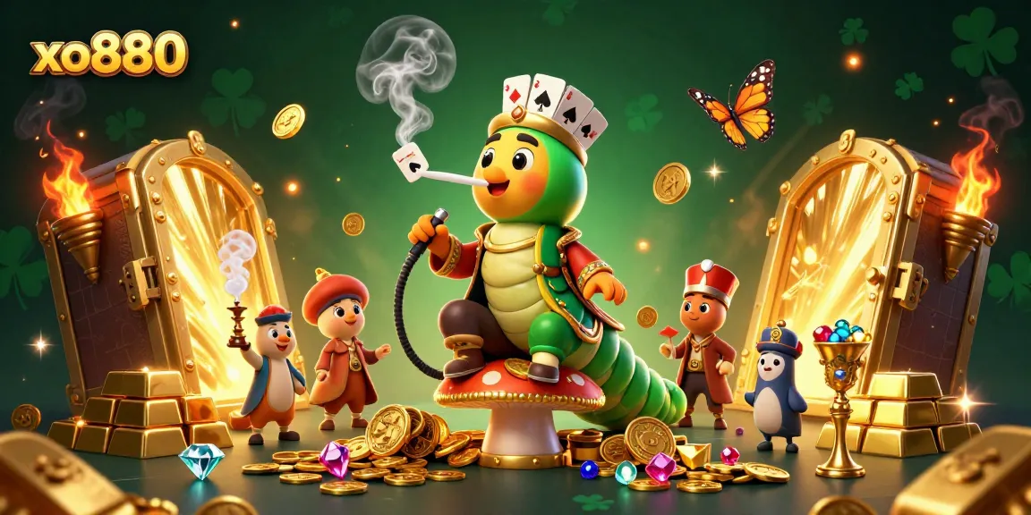 Experience the excitement of gambling at xo880 with lavish casino symbols and vibrant characters.