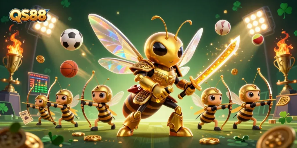 Catch the thrill of gaming at QS88 with dynamic 3D illustrations depicting action-packed sports betting.